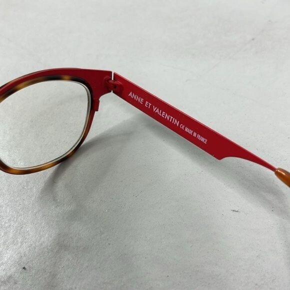 Anne Et Valentin Eyeglasses Fairy U 78 Havana/Red Cat Eye Metal France 45-22 135 - Picture 9 of 11